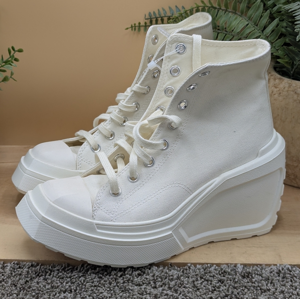 New Converse Chuck 70 De Luxe Wedge Egret Womens Size 8 Platform Shoes - Picture 2 of 11